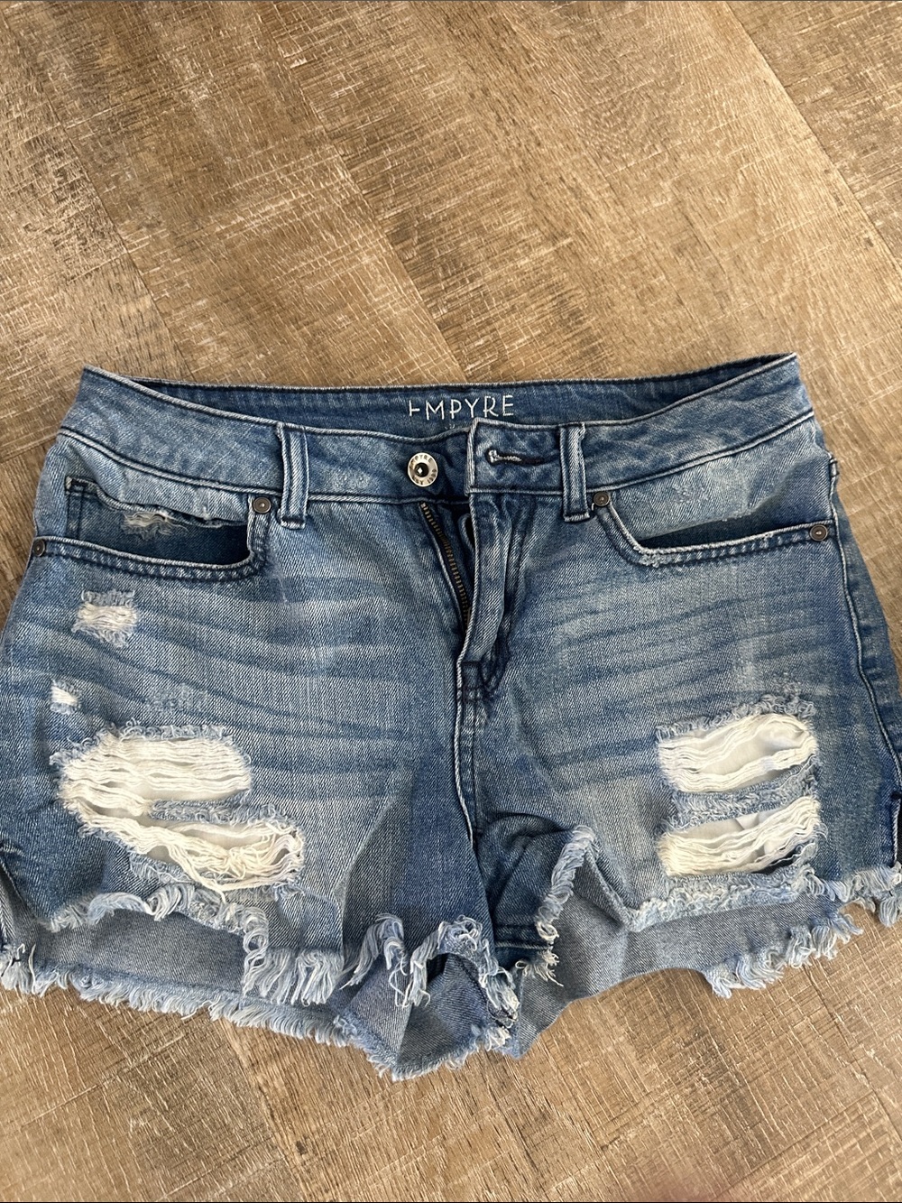 Empyre Light Blue Distressed Denim Cutoff Shorts